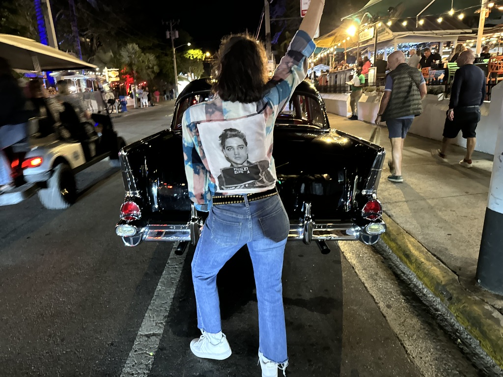 Customer wearing custom flannel