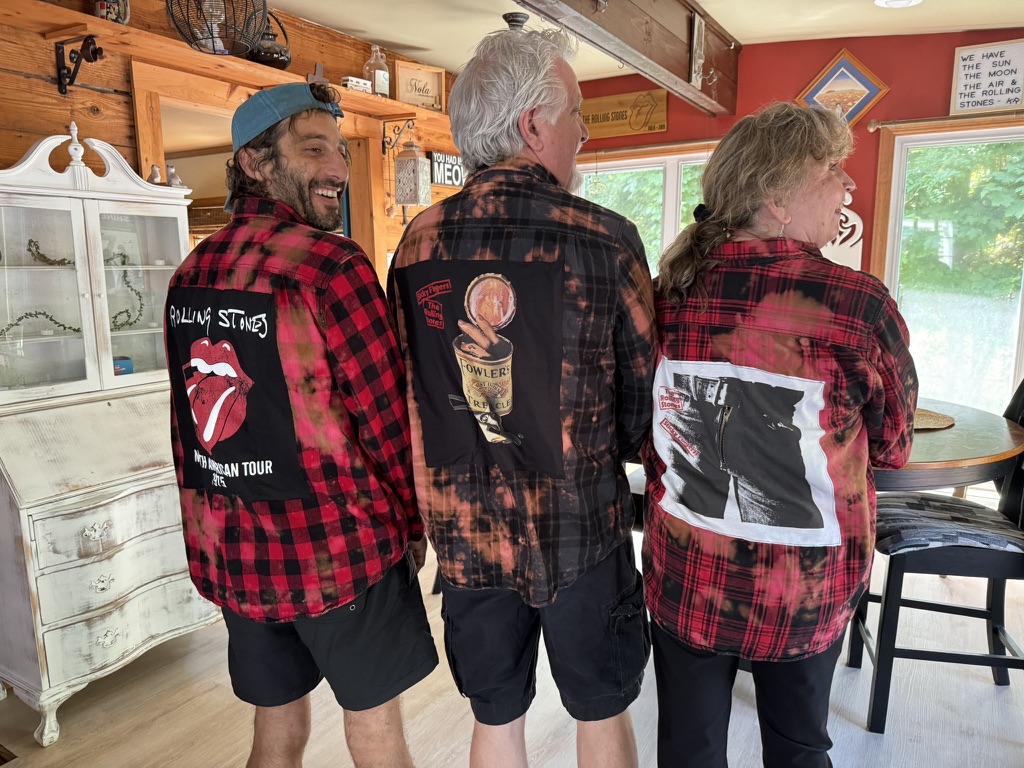 Customers wearing rock band flannels